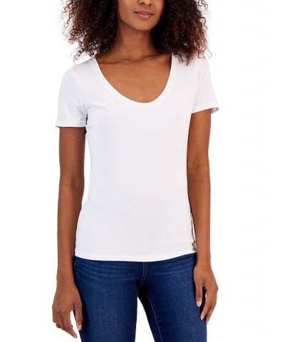 Women's Scoop-Neck T-Shirt White $11.57 Tops