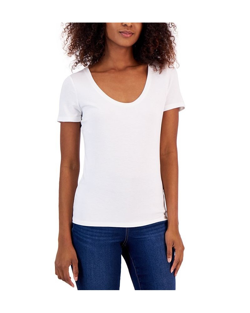 Women's Scoop-Neck T-Shirt White $11.57 Tops