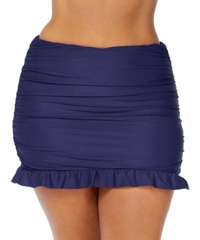 Trendy Plus Size Tortuga Flounce Tankini Top & Bottoms Navy $32.64 Swimsuits