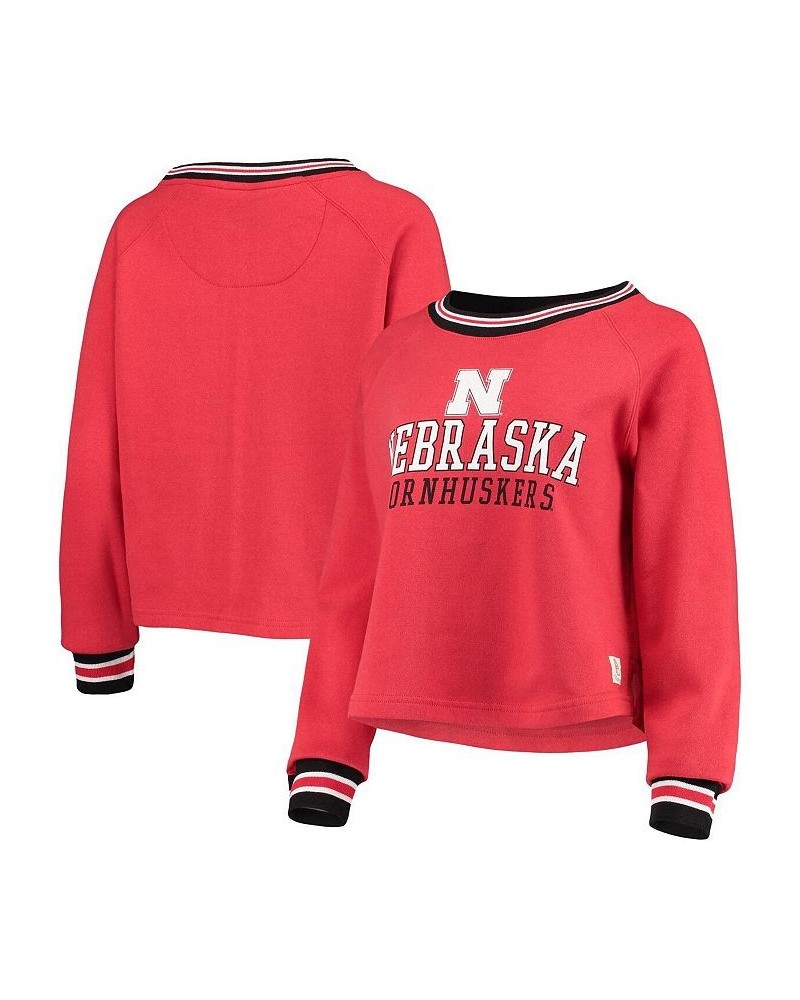 Women's Scarlet Nebraska Huskers Cali Cozy Raglan Crop Pullover Sweatshirt Scarlet $28.80 Sweatshirts