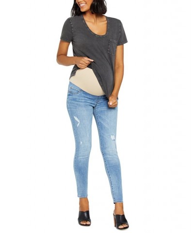 Maternity Distressed Skinny Jeans Medium Wash $33.06 Jeans