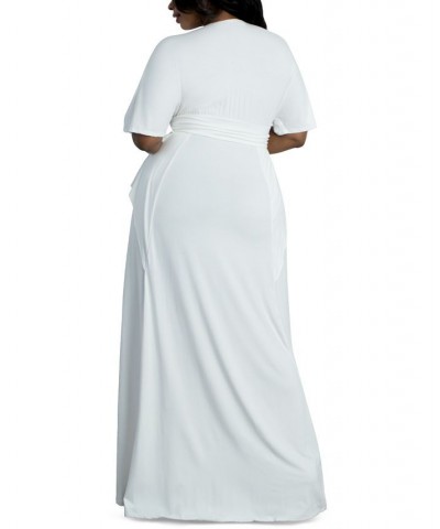 Plus Size India Flair Maxi Dress Ivory/Cream $66.24 Dresses