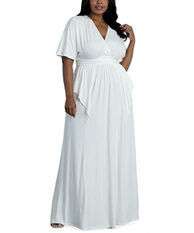 Plus Size India Flair Maxi Dress Ivory/Cream $66.24 Dresses