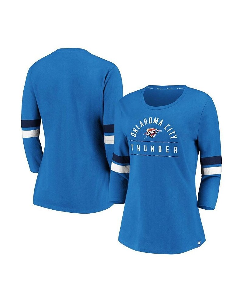 Women's Branded Blue Oklahoma City Thunder Iconic Prolific Modern 3/4-Sleeve T-shirt Blue $22.22 Tops