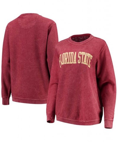 Women's Garnet Florida State Seminoles Comfy Cord Vintage-Like Wash Basic Arch Pullover Sweatshirt Garnet $41.59 Sweatshirts