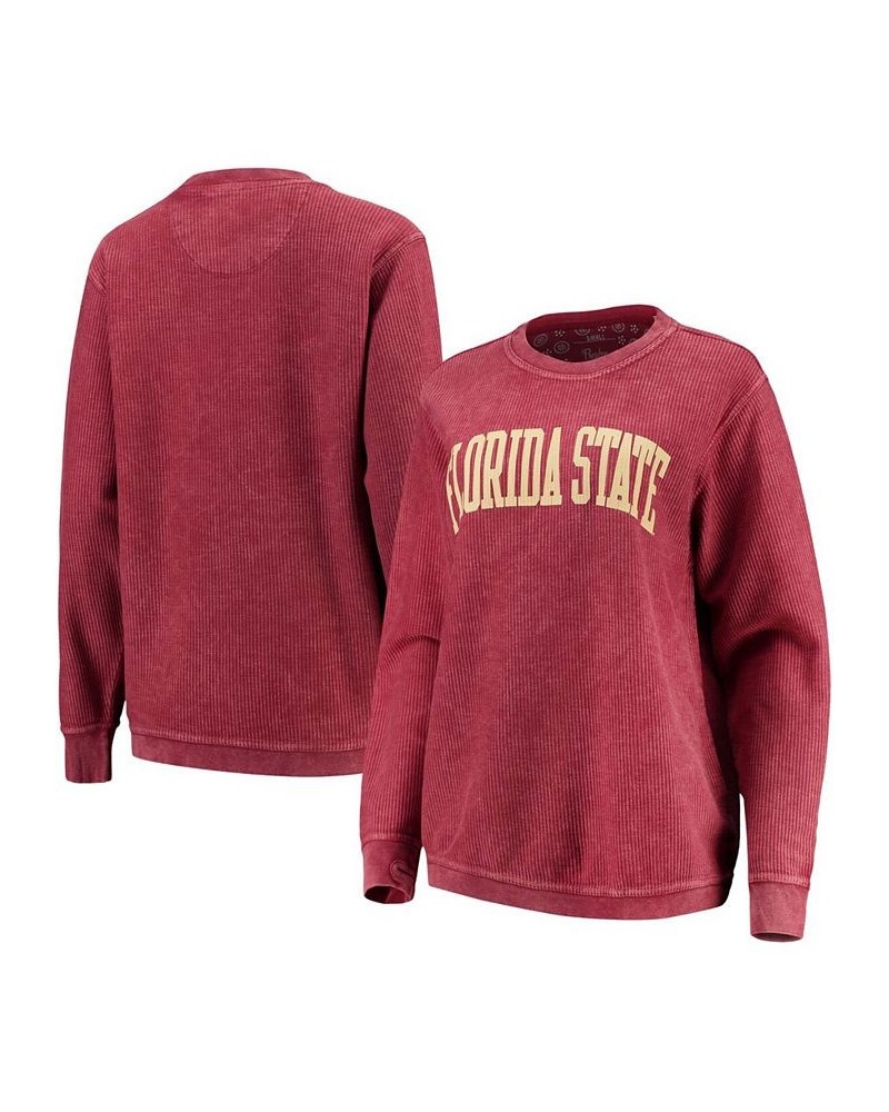 Women's Garnet Florida State Seminoles Comfy Cord Vintage-Like Wash Basic Arch Pullover Sweatshirt Garnet $41.59 Sweatshirts