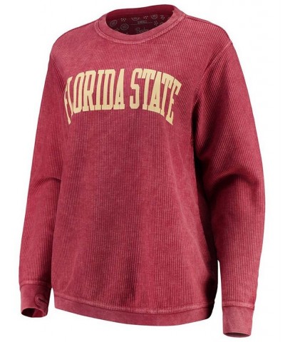 Women's Garnet Florida State Seminoles Comfy Cord Vintage-Like Wash Basic Arch Pullover Sweatshirt Garnet $41.59 Sweatshirts