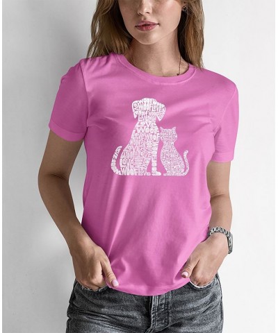 Women's Word Art Dogs and Cats T-shirt Pink $15.40 Tops