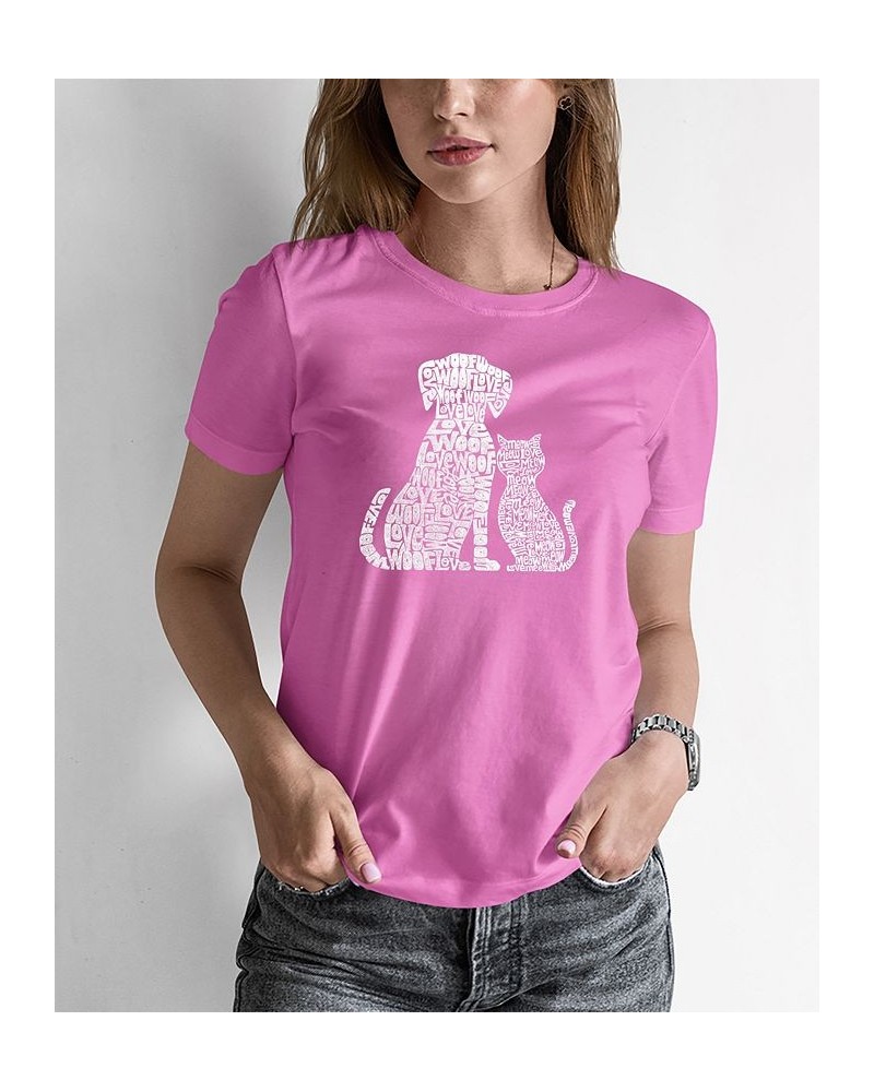 Women's Word Art Dogs and Cats T-shirt Pink $15.40 Tops