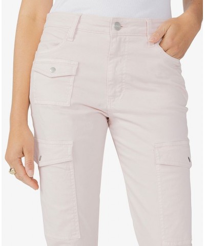 Women's Poppy Solid Bootcut Chino Cargo Pants Pink $31.61 Pants