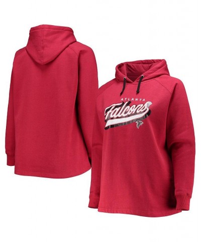 Women's Branded Red Atlanta Falcons Plus Size First Contact Raglan Pullover Hoodie Red $33.60 Sweatshirts