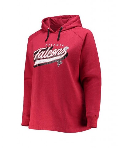 Women's Branded Red Atlanta Falcons Plus Size First Contact Raglan Pullover Hoodie Red $33.60 Sweatshirts