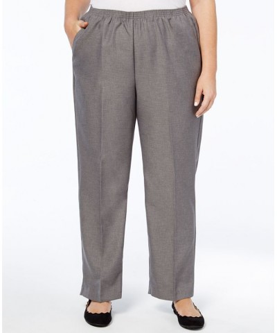 Plus Size Classic Pull-On Straight-Leg Short Length Pants Gray $31.50 Pants