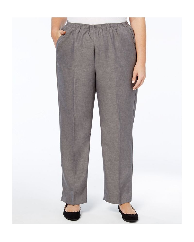 Plus Size Classic Pull-On Straight-Leg Short Length Pants Gray $31.50 Pants