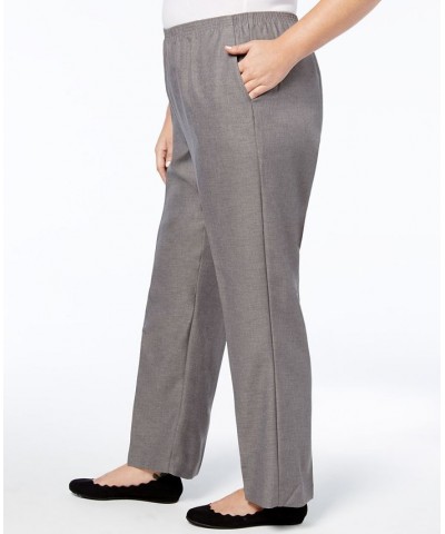 Plus Size Classic Pull-On Straight-Leg Short Length Pants Gray $31.50 Pants