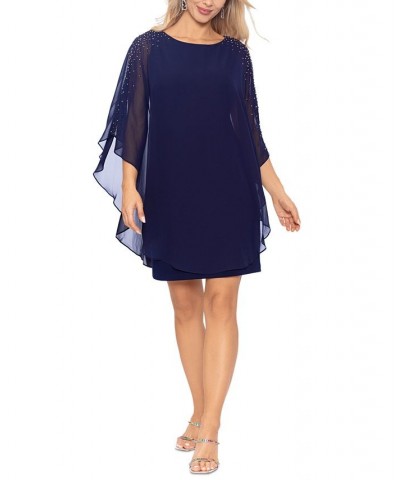 Plus Size Chiffon Shift Dress Navy $68.54 Dresses