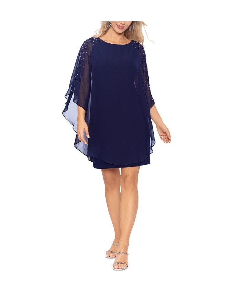 Plus Size Chiffon Shift Dress Navy $68.54 Dresses