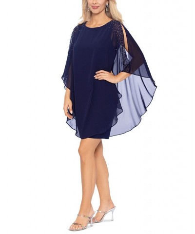 Plus Size Chiffon Shift Dress Navy $68.54 Dresses