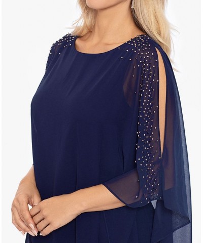 Plus Size Chiffon Shift Dress Navy $68.54 Dresses