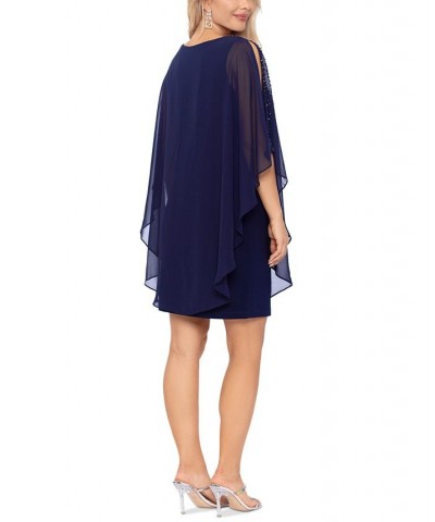 Plus Size Chiffon Shift Dress Navy $68.54 Dresses