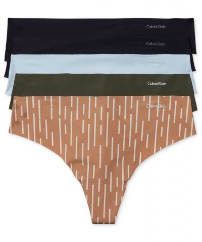 Invisible Thong 5-Pack QD3556 Palest Blue/morse Stripe+sandalwood/money Tree/black/black $27.73 Panty