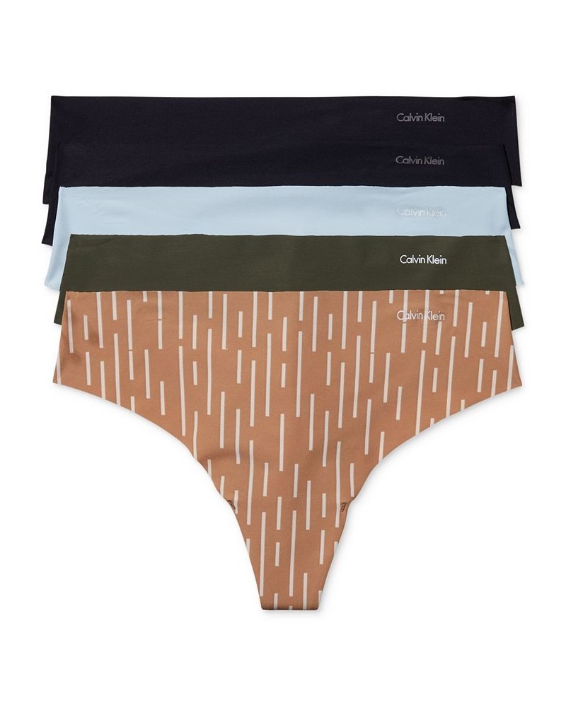 Invisible Thong 5-Pack QD3556 Palest Blue/morse Stripe+sandalwood/money Tree/black/black $27.73 Panty