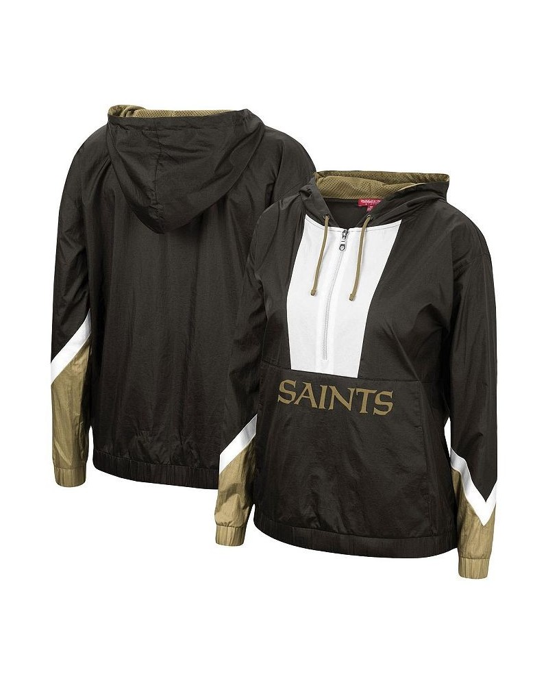 Women's Black New Orleans Saints Half-Zip Windbreaker Hoodie Black $38.40 Sweatshirts