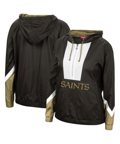 Women's Black New Orleans Saints Half-Zip Windbreaker Hoodie Black $38.40 Sweatshirts