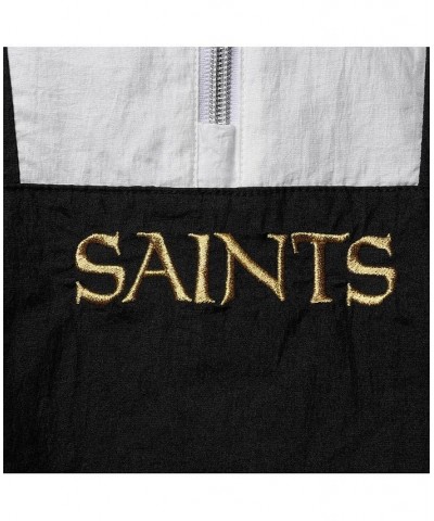 Women's Black New Orleans Saints Half-Zip Windbreaker Hoodie Black $38.40 Sweatshirts