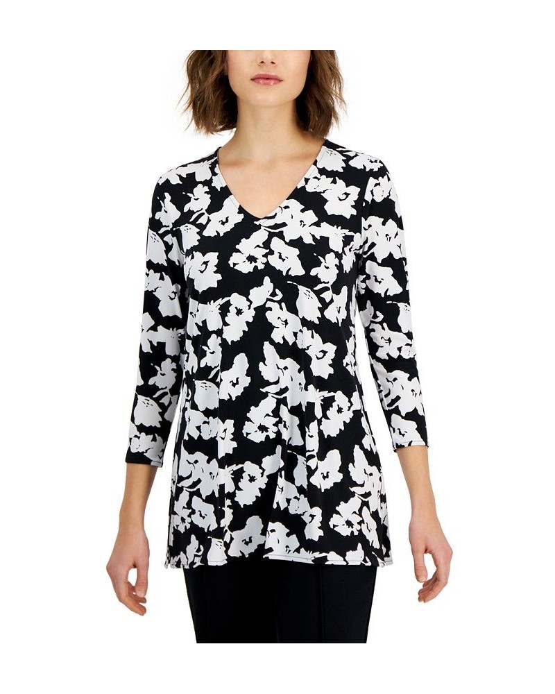 Women's Printed 3/4-Sleeve V-Neck Tunic Top Multi $20.85 Tops