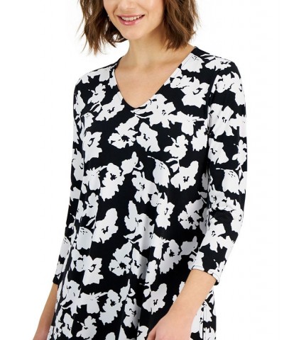 Women's Printed 3/4-Sleeve V-Neck Tunic Top Multi $20.85 Tops