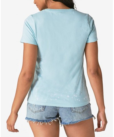 Women's Cotton Bleached Buddha T-Shirt Pastel Turquoise $17.55 Tops