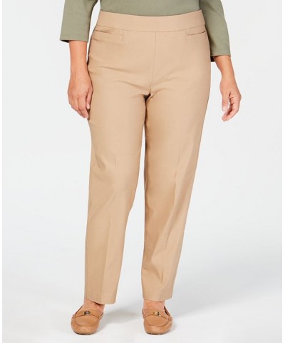 Plus Size Classic Allure Tummy Control Pull-On Average Length Pants Tan/Beige $29.14 Pants