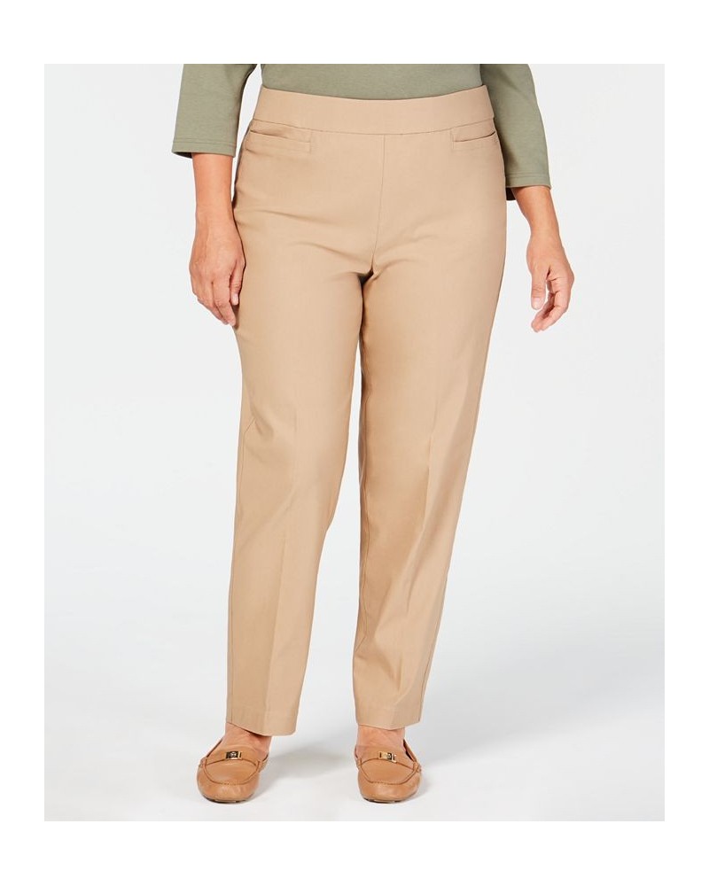 Plus Size Classic Allure Tummy Control Pull-On Average Length Pants Tan/Beige $29.14 Pants