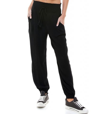 Juniors' Smocked Jogger Pants Black $13.78 Pants