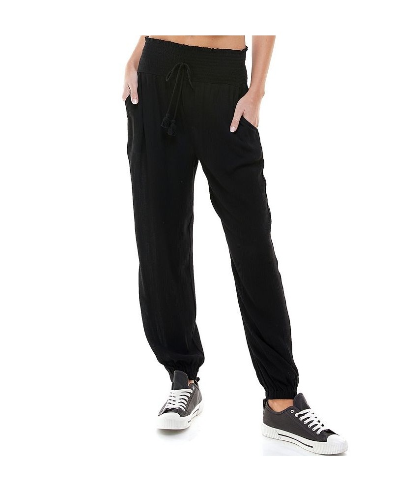 Juniors' Smocked Jogger Pants Black $13.78 Pants