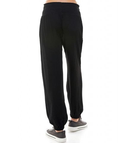 Juniors' Smocked Jogger Pants Black $13.78 Pants