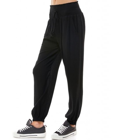 Juniors' Smocked Jogger Pants Black $13.78 Pants