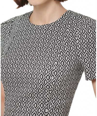 Women's Patterned Short-Sleeve Sheath Dress Black/Cream $33.88 Dresses