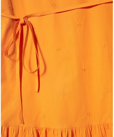 Women's Floral Embroidery Dress Orange $41.59 Dresses