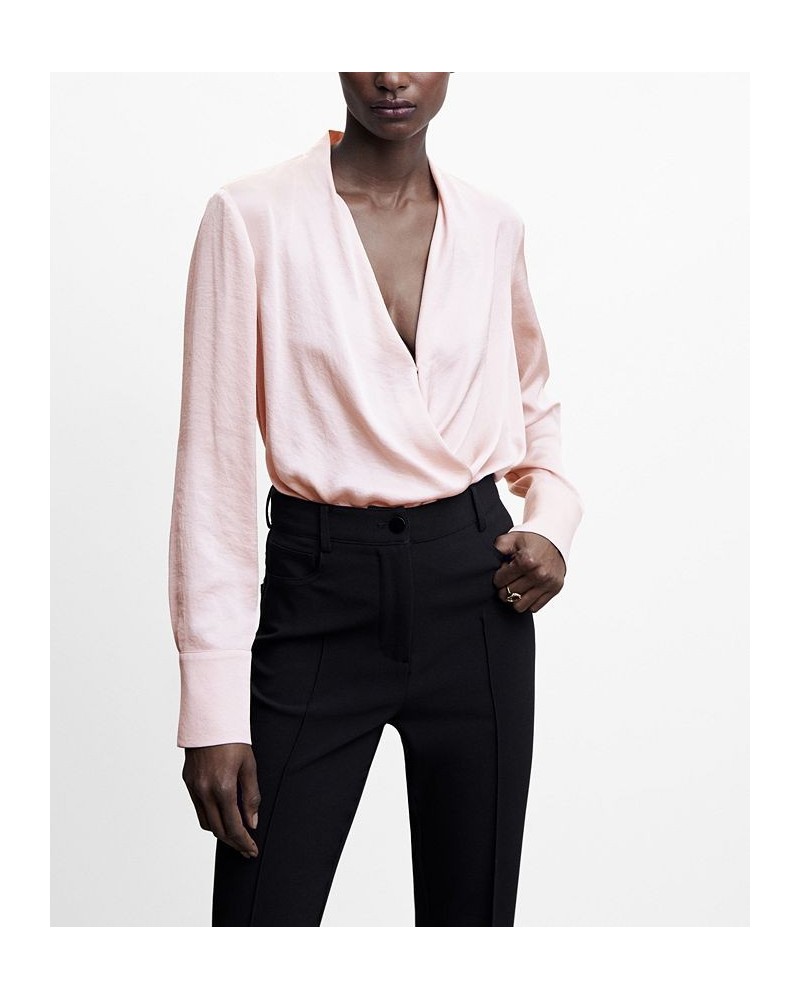 Women's Satin Wrap Blouse Pink $33.60 Tops