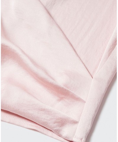 Women's Satin Wrap Blouse Pink $33.60 Tops