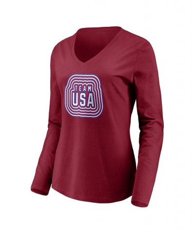 Women's Branded Cardinal Together Team V-Neck Long Sleeve T-shirt Cardinal $26.49 Tops