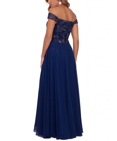 Chiffon Beaded Gown Navy $105.06 Dresses