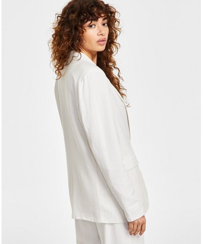 Women's One-Button Textured Oversized Blazer Cream $17.80 Jackets