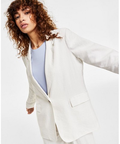 Women's One-Button Textured Oversized Blazer Cream $17.80 Jackets