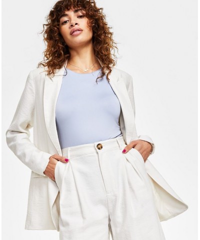 Women's One-Button Textured Oversized Blazer Cream $17.80 Jackets