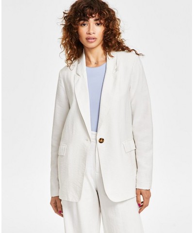 Women's One-Button Textured Oversized Blazer Cream $17.80 Jackets