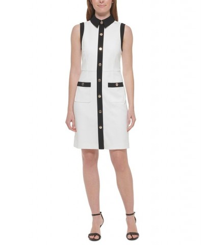 Women's Contrast-Trim Sheath Dress White $64.50 Dresses