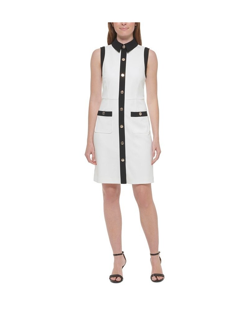 Women's Contrast-Trim Sheath Dress White $64.50 Dresses